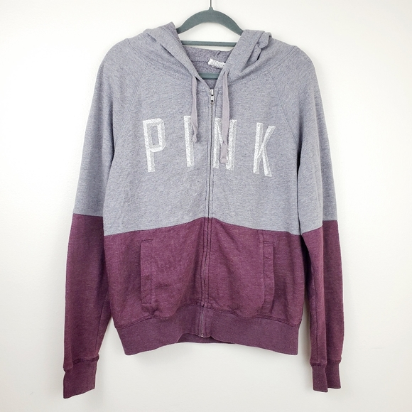 PINK Victoria's Secret Jackets & Blazers - PINK Victoria's Secret | Color Block Zip Up Hoodie